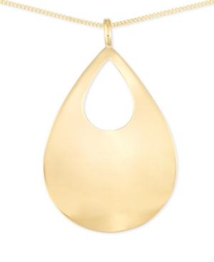 Polished Teardrop Long Length Pendant Necklace In 14k Vermeil