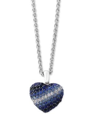 Final Call By Effy Multi-sapphire Ombre Heart Pendant Necklace (2-3/4 Ct. T.w.) In Sterling Silver