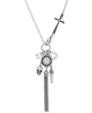 Lucky Brand Silver-tone Rock 'n Roll Charm Pendant Necklace