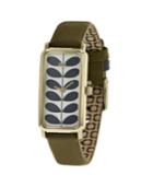 Orla Kiely Watch, Olive Leather Strap With Buckle Closure