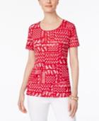 Karen Scott Petite Nautical-print T-shirt, Only At Macy's