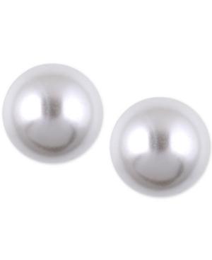 Anne Klein Silver-tone Imitation Pearl Stud Earrings