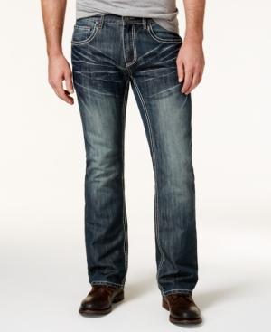 Inc International Concepts Men's Boot-cut Dark-wash Faded Jeans, Only At Macy's