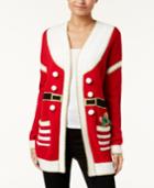 Hooked Up By Iot Juniors' Holiday Printed Cardigan