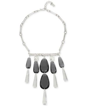 Robert Lee Morris Soho Silver-tone Jet Stone Statement Necklace