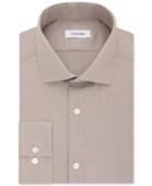 Calvin Klein Steel Men's Slim-fit Non-iron Performance Brown Solid Dress Shirt