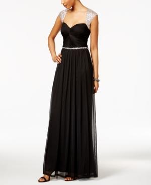 Adrianna Papell Embellished Open-back Sweetheart Gown