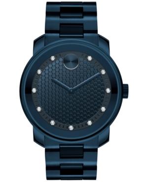 Movado Men's Swiss Bold Diamond-accent Blue Stainless Steel Bracelet Watch 43mm 3600450