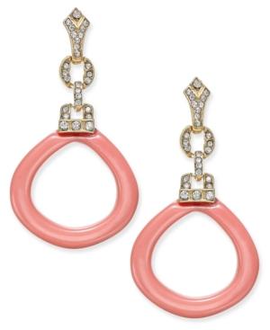 Inc International Concepts Gold-tone Pink Lucite And Pave Drop Earrings, Only At Macy's