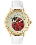 Betsey Johnson Women's White Faux Leather Strap Watch 42mm Bj00496-43