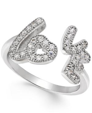Giani Bernini Pave Cubic Zirconia Love Ring In Silver-plated Brass