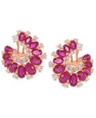 Diamond (1-1/8 Ct. T.w.) And Ruby (8 Ct. T.w.) Earrings In 14k Rose Gold