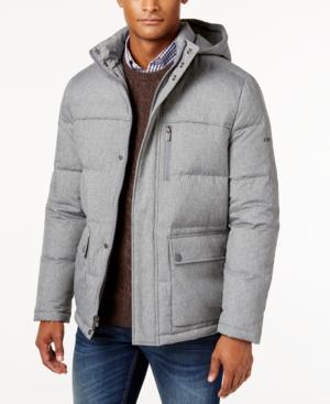 Kenneth Cole New York Herringbone Down Puffer Jacket With Removable Hood
