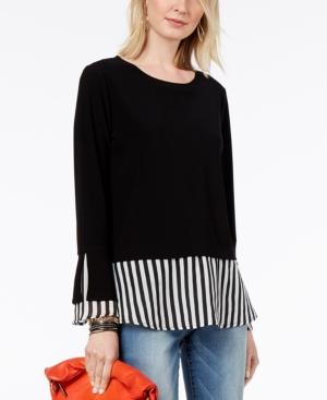 Inc International Concepts Striped-contrast Layered-look Top, Created For Macy's