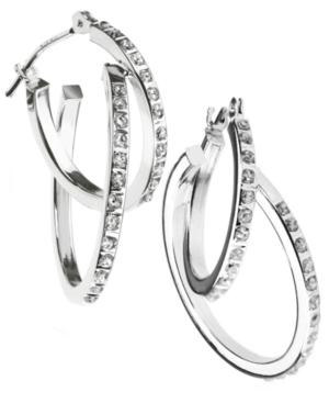 14k Yellow Or White Gold Earrings, Diamond Accent Double Hoop Earrings