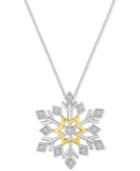 Diamond Snowflake Pendant Necklace (1/10 Ct. T.w.) In Sterling Silver And 14k Gold