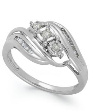 Diamond Three-stone Ring In 10k White Gold (1/5 Ct. T.w.)