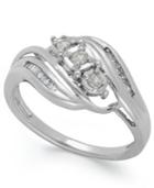 Diamond Three-stone Ring In 10k White Gold (1/5 Ct. T.w.)