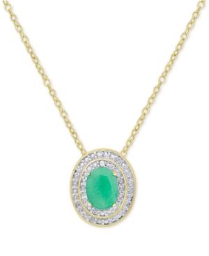 Emerald (3/4 Ct. T.w.) And Diamond Accent Pendant Necklace In 18k Gold-plated Sterling Silver