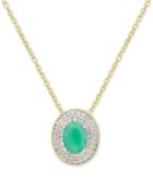 Emerald (3/4 Ct. T.w.) And Diamond Accent Pendant Necklace In 18k Gold-plated Sterling Silver
