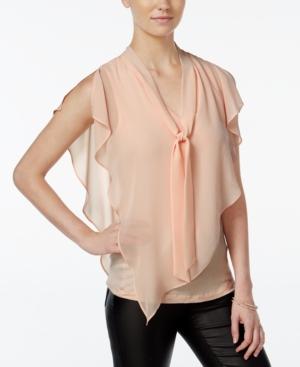 Bcx Juniors' Tie-front Flutter Overlay Top