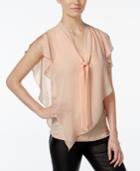 Bcx Juniors' Tie-front Flutter Overlay Top