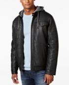 Sean John Men's Faux-leather Hooded Jacket