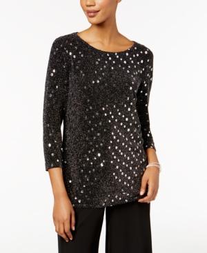 Msk Sequined Metallic Tulip-back Top