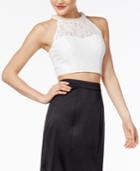 Speechless Juniors' Embellished Neck Lace Crop Top