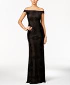 Adrianna Papell Velvet Off-the-shoulder Gown