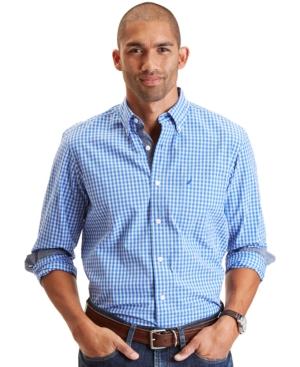 Nautica Slim-fit Gingham Contrast-trim Long-sleeve Button-down Shirt