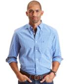 Nautica Slim-fit Gingham Contrast-trim Long-sleeve Button-down Shirt
