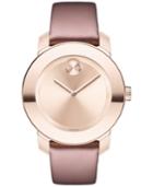 Movado Women's Swiss Bold Soft Rose Leather Strap Watch 36mm 3600457