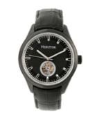 Heritor Automatic Crew Black Leather Watches 46mm