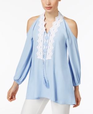 Love Scarlett Lace-trim Cold-shoulder Top