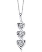 Diamond Triple Heart Drop 18 Pendant Necklace (3/8 Ct. T.w.) In 14k White Gold