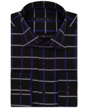 Sean John Men's Classic-fit Navy Check Dress Shirt