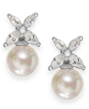 Majorica Sterling Silver Organic Man-made Pearl Butterfly Stud Earrings