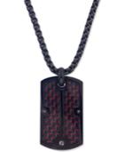 Esquire Men's Jewelry Dog Tag Pendant Necklace In Red Carbon Fiber And Black Ip Stainless Steel, Only At Macy's