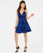 Emerald Sundae Juniors' Flocked Lace-racerback Fit & Flare Dress