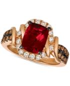Le Vian Chocolate & Nude Raspberry Rhodolite (1-9/10 Ct. T.w.) & Diamond (5/8 Ct. T.w.) Ring In 14k Rose Gold