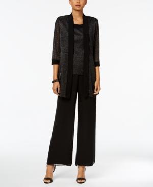 R & M Richards Glitter-trim Layered-look Pantsuit