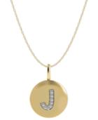 14k Gold Necklace, Diamond Accent Letter J Disk Pendant