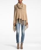David & Young Mixed Cable Knit Turtleneck Poncho
