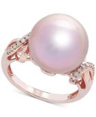 Honora Style Cultured Ming Pearl (13mm) & Diamond Accent Ring In 14k Rose Gold