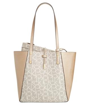 Calvin Klein 2-in-1 Monogram Colorblock Medium Tote