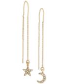 Rachel Rachel Roy Gold-tone Pave Star & Moon Threader Earrings
