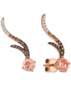 Le Vian Chocolatier Peach Morganite (1-1/8 Ct. T.w.) & Diamond (1/2 Ct. T.w.) Climber Stud Earrings In 14k Rose Gold