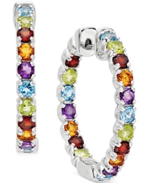 Multi-stone Inside-outside Hoop Earrings (4 Ct. T.w.) In Sterling Silver