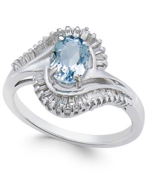 Aquamarine (3/4 Ct. T.w.) & Diamond (3/8 Ct. T.w.) Ring In 14k White Gold